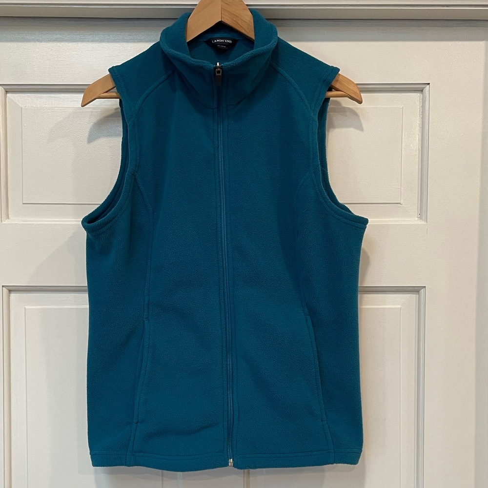 Lands End Polartec Aircore 100 Fleece Vest Teal M 10-12